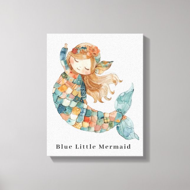 Blue Litte Mermaid Leinwanddruck (Vorderseite)