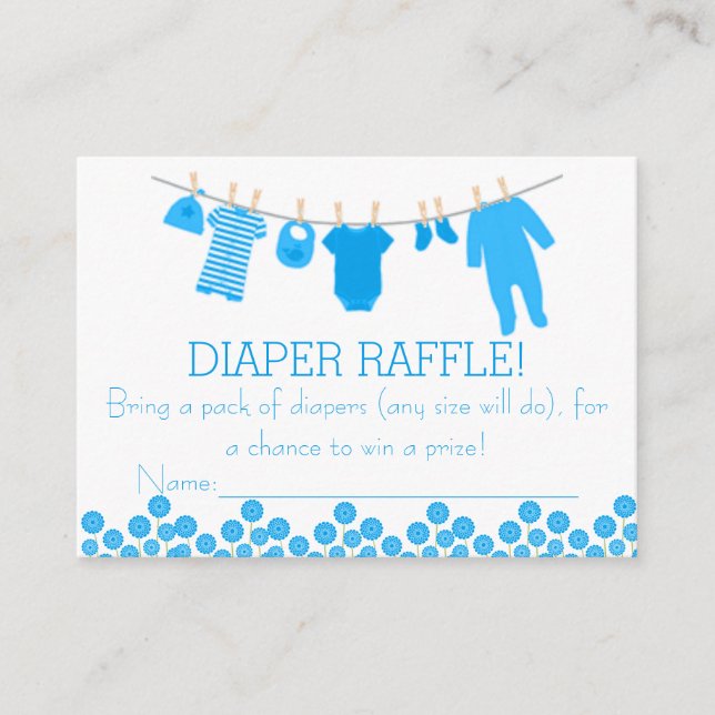 Blue Litthes Diaper Raffle Tickets Begleitkarte (Vorderseite)