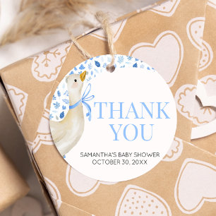 Blue Little Albern Goose Baby Dusche Runde Geschenkanhänger