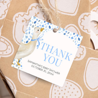 Blue Little Albern Gose Baby Dusche Square Geschenkanhänger