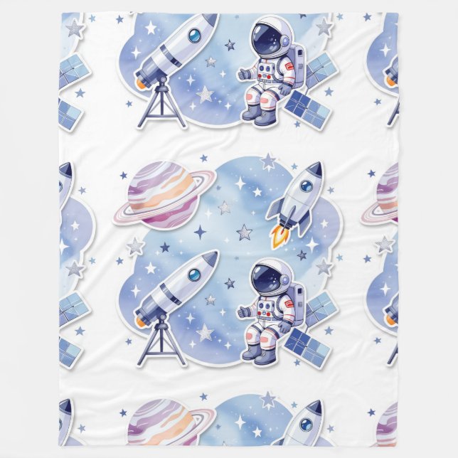Blue little astronaut stylish Blanket New Home Fleecedecke (Vorderseite)