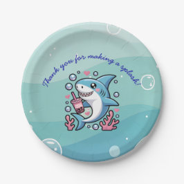 Blue Little Boba Shark Custom Pappteller