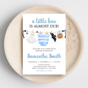 Blue Little Boo Baby Dusche Einladung