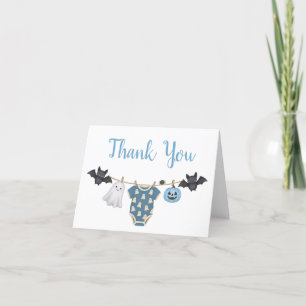 Blue Little Boo Clothesline Baby Dusche Dankeskarte
