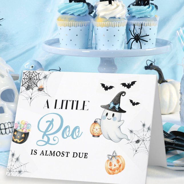 Blue Little Boo Halloween Baby Dusche Dankeskarte (Von Creator hochgeladen)
