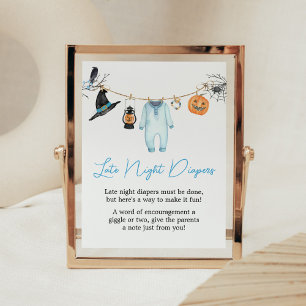Blue Little Boo Halloween Spate Night Diapers Poster