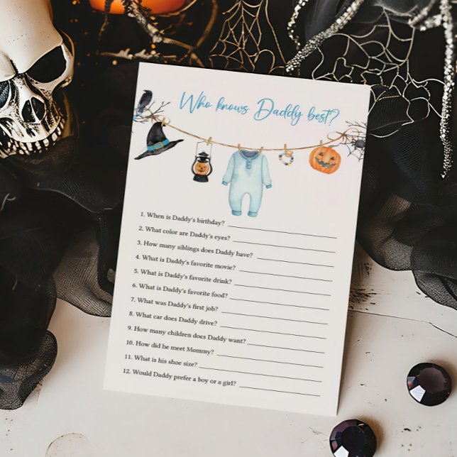 Blue Little Boo Halloween Wer Daddy Best Game kenn (Halloween Baby Clothes Baby Shower Who knows Daddy Best Game)