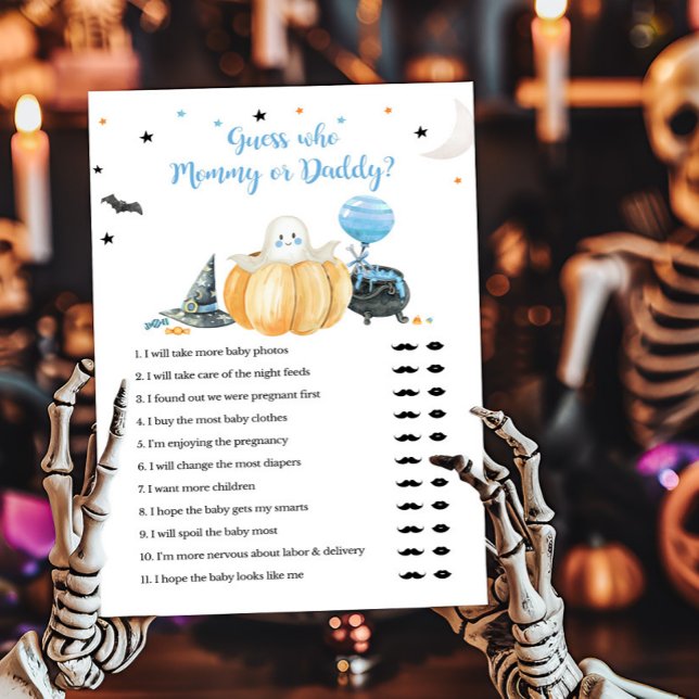 Blue Little Boo rät, wer Mama oder Daddy Game (Pumpkin Halloween Baby Shower Guess who Mommy or Daddy Game)