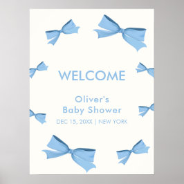 Blue Little Bow Frame Boy Baby Dusche Empfang Poster