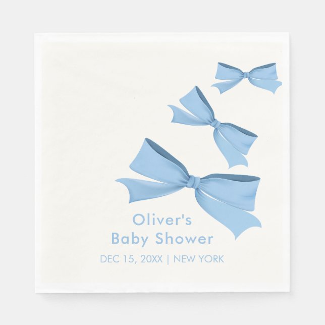 Blue Little Bow Frame Boy Baby Dusche Serviette (Vorderseite)