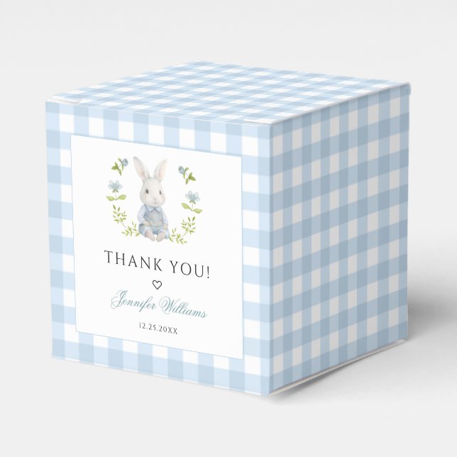 Blue Little Bunny Spring Baby Boy Dusche Danke Geschenkschachtel (Vorderseite)