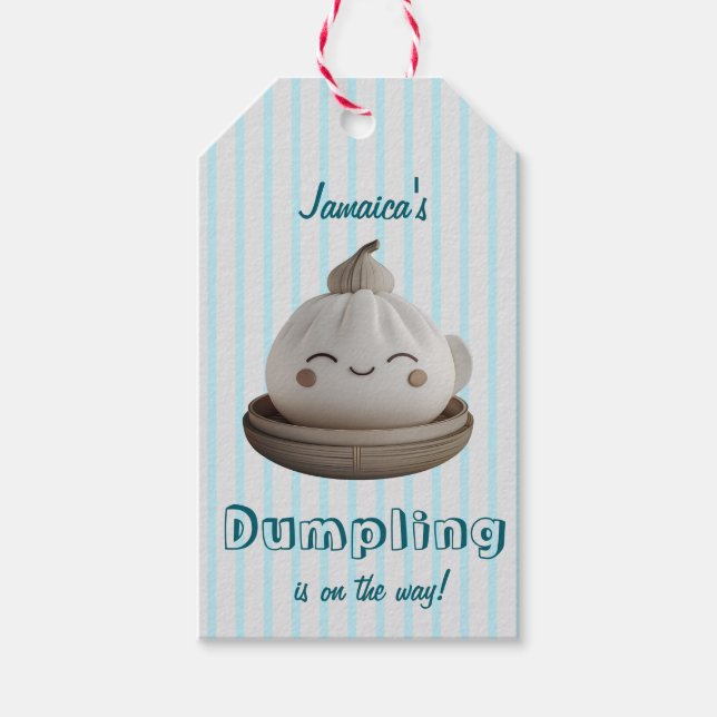 Blue Little Dumpling On The Way Geschenkmarke Geschenkanhänger (Vorderseite)