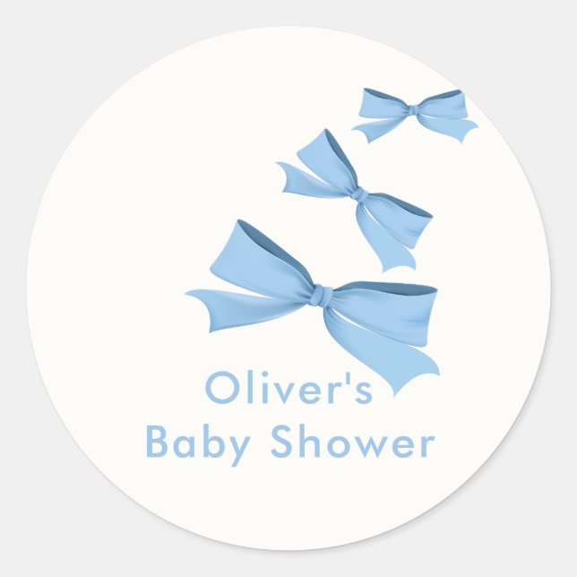 Blue Little Flying Bow Boy Baby Dusche Runder Aufkleber (Vorderseite)