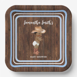 Blue Little OM Cowboy Western Babydusche Pappteller