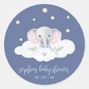 Blue Little Peanut Boy Elephant Baby Dusche Runder Aufkleber