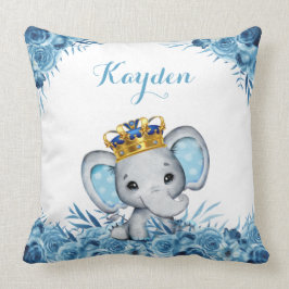 Blue Little Prince Floral Elephant Baby  Kissen