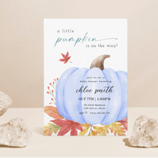 Blue Little Pumpkin Baby Dusche Einladung