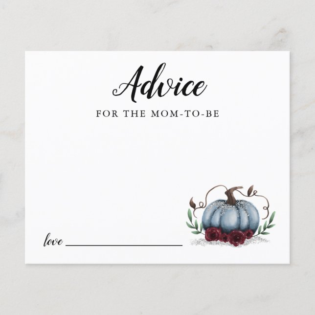 Blue Little Pumpkin Baby Shower Advice Card (Vorderseite)