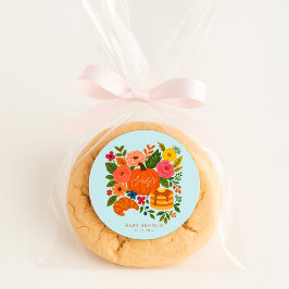 Blue Little Pumpkin Baby Shower Runder Aufkleber