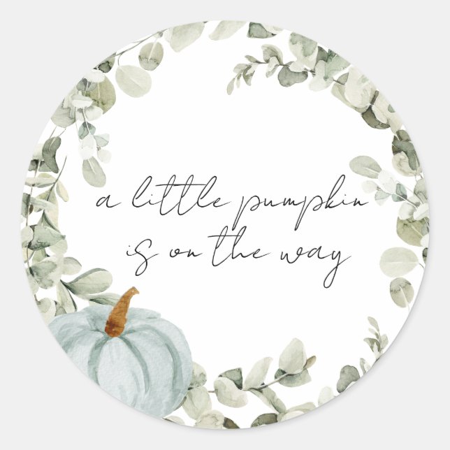 Blue Little Pumpkin Baby Shower Umschlag Aufkleber (Vorderseite)
