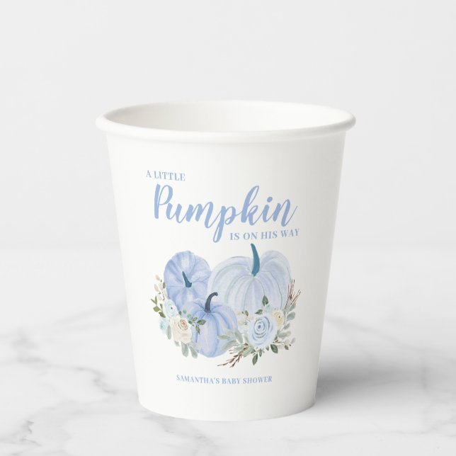 Blue Little Pumpkin Boy Baby Dusche Pappbecher (Vorderseite)