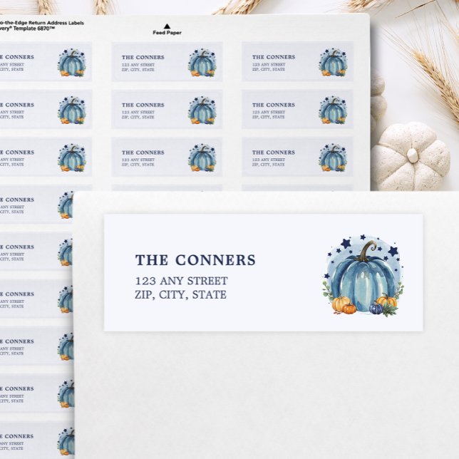 Blue Little Pumpkin Boy Baby Shower Rücksendeadres (Von Creator hochgeladen)