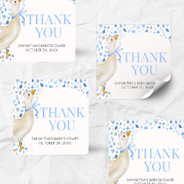 Blue Little Silly Goose Baby Shower Quadratischer Aufkleber