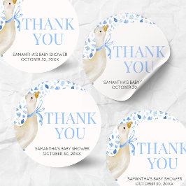 Blue Little Silly Goose Baby Shower Runder Aufkleber