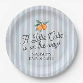 Blue Little Süsse auf dem Weg Citrus Baby Dusche Pappteller