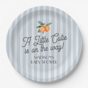Blue Little Süsse auf dem Weg Citrus Baby Dusche Pappteller