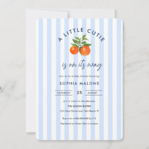 Blue Little Süsse auf seinem Weg Citrus Baby Dusch Einladung