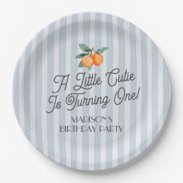 Blue Little Süsse Pastel Citrus Geburtstagsparty Pappteller