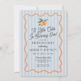 Blue Little Süsse Pastel Citrus Thema Geburtstag Einladung