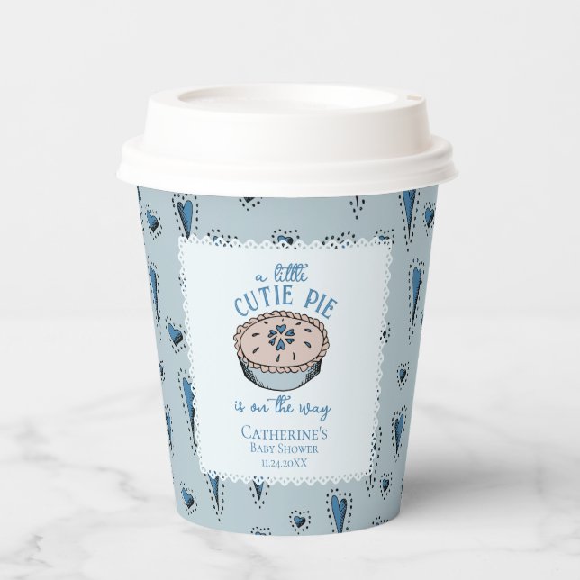 Blue Little Süsse Pie Autumn Baby Boy Dusche Pappbecher (Vorderseite)
