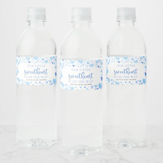 Blue Little Sweetheart Valentine Baby Dusche (Flaschen)