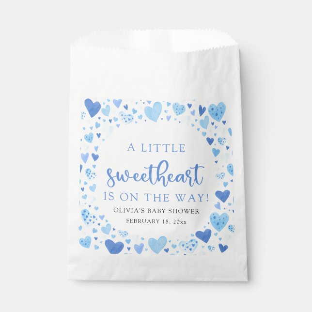 Blue Little Sweetheart Valentine's Day Baby Shower Geschenktütchen (Vorderseite)