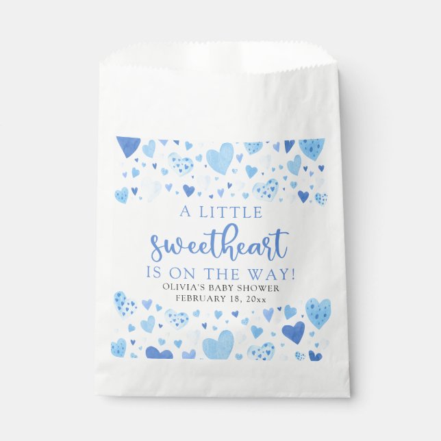 Blue Little Sweetheart Valentine's Day Baby Shower Geschenktütchen (Vorderseite)