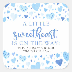 Blue Little Sweetheart Valentine's Day Baby Shower Quadratischer Aufkleber
