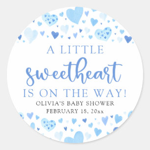 Blue Little Sweetheart Valentine's Day Baby Shower Runder Aufkleber