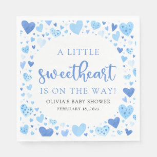 Blue Little Sweetheart Valentine's Day Baby Shower Serviette