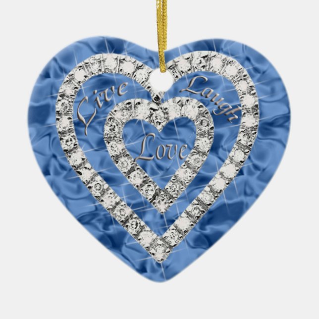 Blue Live Lagh Liebe Diamant Herzlich Willkommen b Keramik Ornament (Vorne)