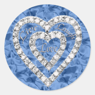 Blue Live Lagh Liebe Diamond Heart Stickers