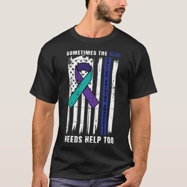 Blue Living Police Suicide Sensibilisierung Rechts T-Shirt (Vorderseite)