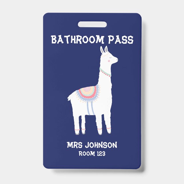 Blue Llama Bathroom Pass Ausweis (Vorderseite)