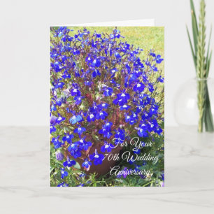 Blue Lobelia Personalisiert 70. Hochzeitstag Karte