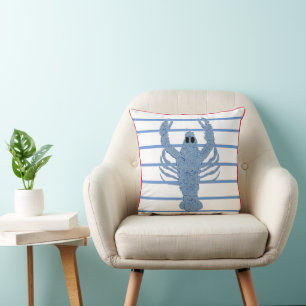 Blue Lobster Ginger Jar Jars Stripe Kissen