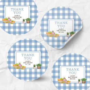 Blue Locwn Grown Bauern Market Baby Shower Runder Aufkleber