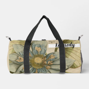 Blue Lotus Blume auf Tan Hintergrund mit Schreiben Duffle Bag