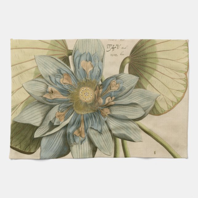 Blue Lotus Blume auf Tan Hintergrund mit Schreiben Küchentuch (Horizontal)