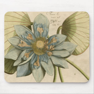 Blue Lotus Blume auf Tan Hintergrund mit Schreiben Mousepad